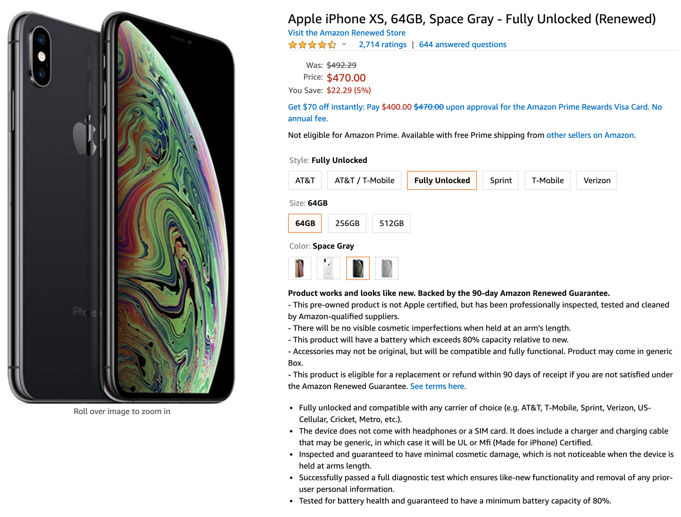 Amazon Renewed iPhone XS