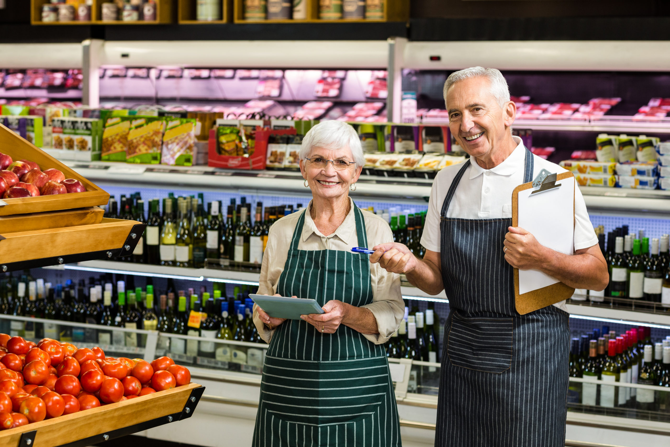 Helpful grocery store workers