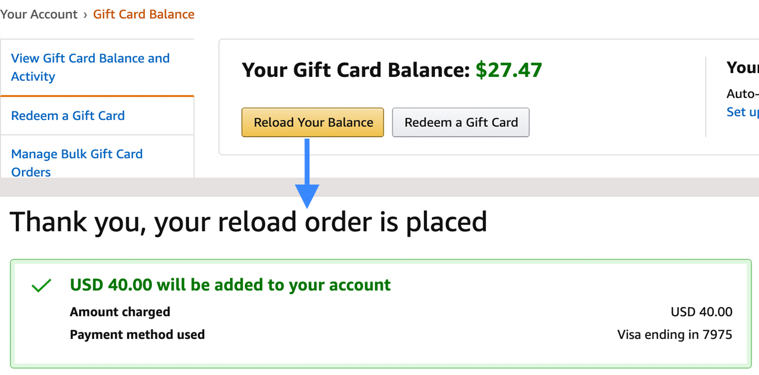 Reloading Amazon Gift Card Balance