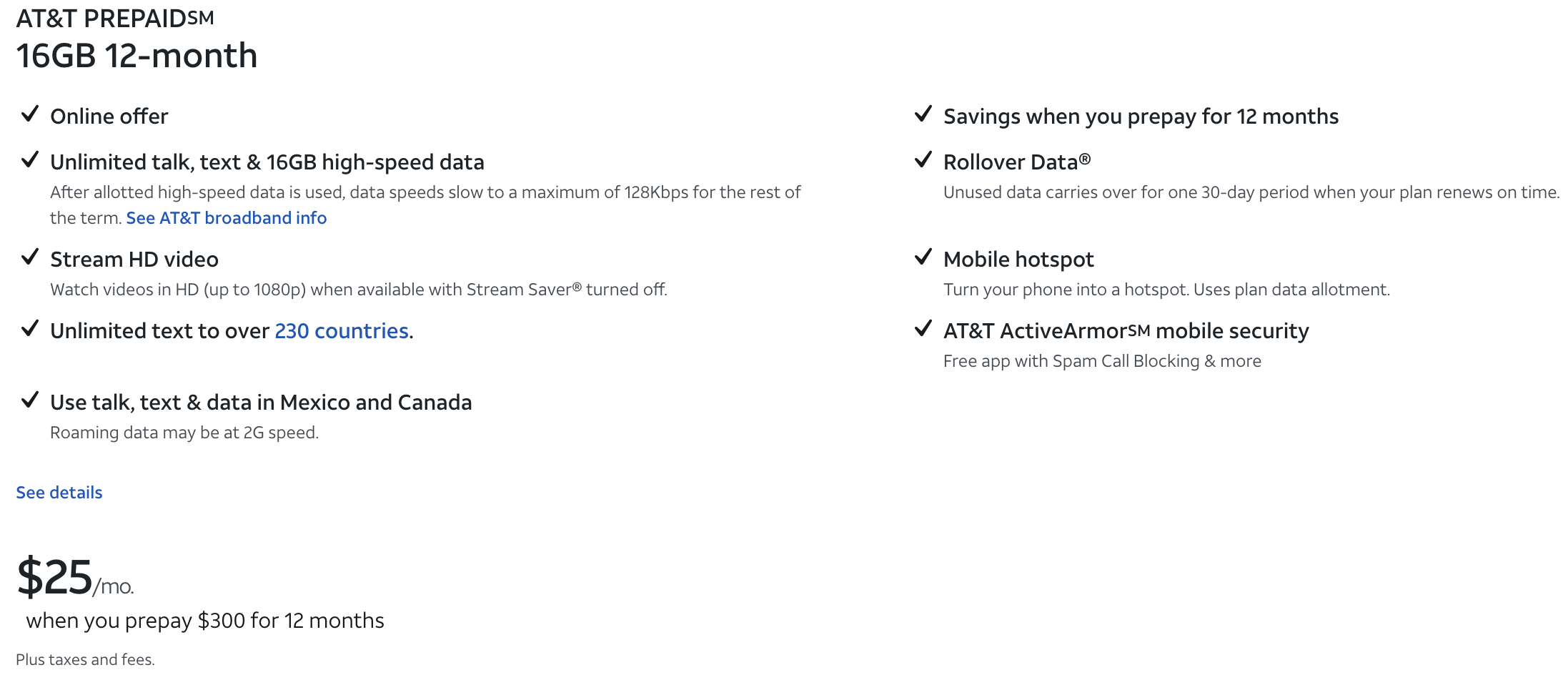AT&T Prepaid 12-month Plan